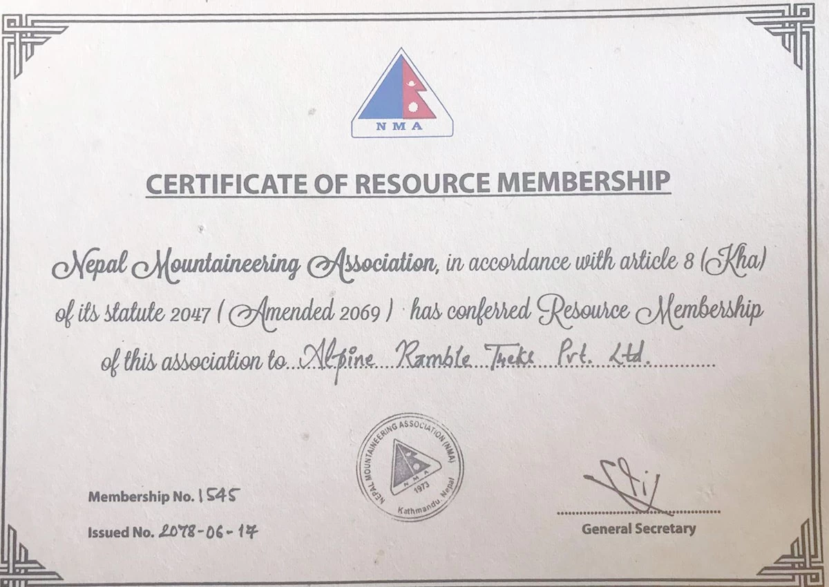 Nepal Mountaineering Association Resource Membership